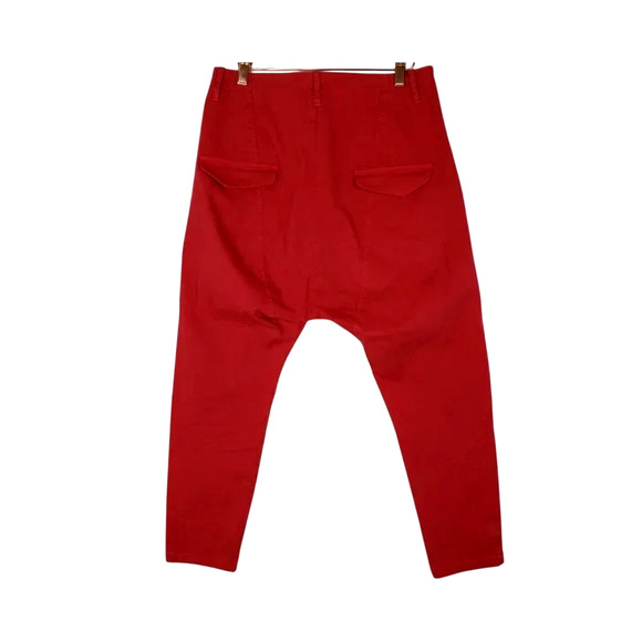 Nili Lotan Paris Pants $345 Drop Crotch Slouchy Cotton Crop Sunkissed Red - Picture 5 of 7